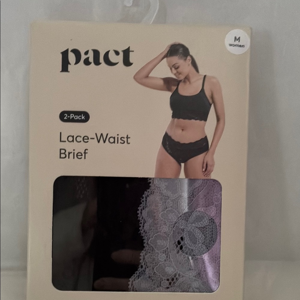 Pact Black Lace-Waist Panties Intimates